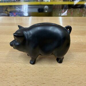 SYLVAC BLACK PIG MONEY BOX PIGGY BANK 1132 3" high VINTAGE 1950's COLLECTABLE